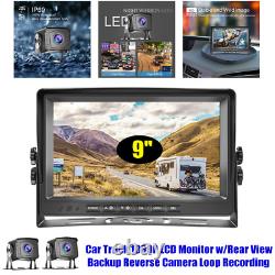 1080P 9 Car Truck LCD Monitor withRear View Backup Reverse Camera Loop Recording