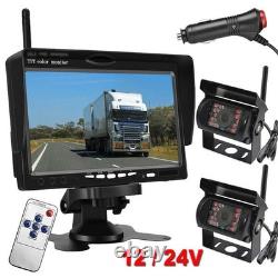 1080P Wireless Dual Rear View Backup Camera 7 LCD Monitor for Truck Trailer RVs