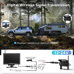 1080P Wireless Dual Rear View Backup Camera 7 LCD Monitor for Truck Trailer RVs