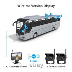 1080P Wireless Dual Rear View Backup Camera 7 LCD Monitor for Truck Trailer RVs