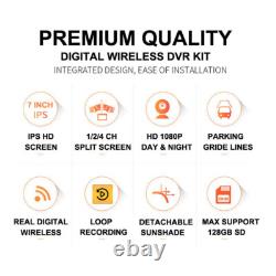 1080P Wireless Rear View 7'' DVR Quad Monitor Backup Camera For Truck RV Trailer