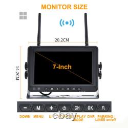 1080P Wireless Rear View 7'' DVR Quad Monitor Backup Camera For Truck RV Trailer