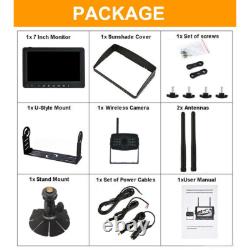 1080P Wireless Rear View 7'' DVR Quad Monitor Backup Camera For Truck RV Trailer