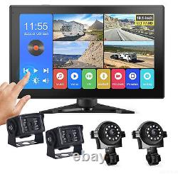 10.1 DVR Quad Monitor Bluetooth 4x Rear View Backup Camera For Motorhome Truck
