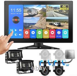 10.1 DVR Quad Monitor Bluetooth 4x Rear View Backup Camera For Motorhome Truck