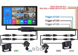 10.1 DVR Quad Monitor Bluetooth 4x Rear View Backup Camera For Motorhome Truck