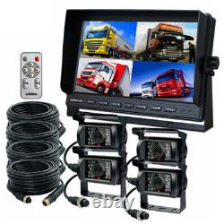 10.1 Quad Monitor 4 CCD Rear View Backup Camera System For Trailer Truck RV Bus