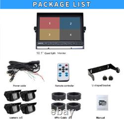 10.1 Quad Monitor 4 CCD Rear View Backup Camera System For Trailer Truck RV Bus