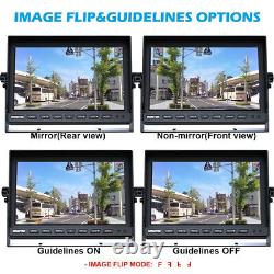 10.1'' Quad Monitor Car Rear Front View Backup Camera Kit Fit Bus Truck Reverse
