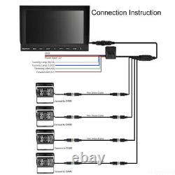 10.1'' Quad Monitor Car Rear Front View Backup Camera Kit for Bus Truck Reverse