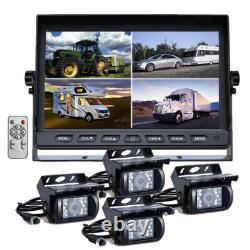 10.1'' Quad Monitor Rear Front Side View Backup CCD Camera System Truck 12-24V