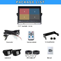 10.1 Quad Monitor Rear view Parking Backup Camera For Truck Trailer Bus Trailer