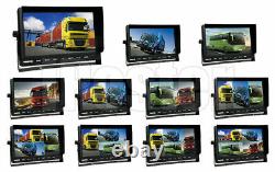 10.1 Quad Monitor Split Screen 4PIN CCD Front Rear View Backup Camera Truck Bus