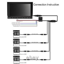 10.1 Quad Monitor Split Screen 4PIN CCD Front Rear View Backup Camera Truck Bus