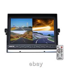 10.1 Quad Monitor Splitscreen IR CCD Backup Rear View Camera for Truck Bus Car