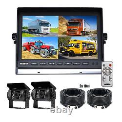 10.1 Quad Split CCTV Monitor 2x Backup Heavy Duty Camera For Truck Caravan RV
