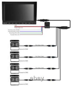 10.1 Quad Split CCTV Monitor 2x Backup Heavy Duty Camera For Truck Caravan RV
