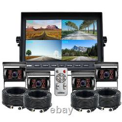 10.1 Quad Split Monitor +4X CCD Rear View Backup Camera System For Bus Truck RV