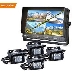 10.1 Quad Split Monitor +4X CCD Rear View Backup Camera System For Bus Truck RV