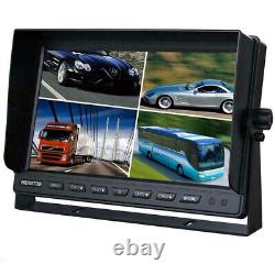 10.1 Quad Split Monitor +4X CCD Rear View Backup Camera System For Bus Truck RV