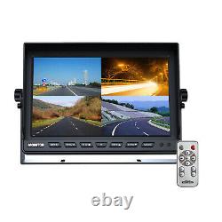 10.1 Quad Split Monitor +4X CCD Rear View Backup Camera System For Bus Truck RV