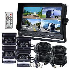10.1 Quad Split Monitor IR Rear View Backup Camera 12-24V For Caravan Truck RV