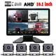 10.1 Quad Split Monitor Screen 4PIN 4X CCD Rear View Backup Camera for Truck RV