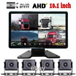 10.1 Quad Split Monitor Screen 4PIN 4X CCD Rear View Backup Camera for Truck RV