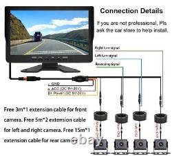 10.1 Quad Split Monitor Screen 4PIN 4X CCD Rear View Backup Camera for Truck RV