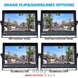 10.1 Quad Split Monitor Screen 4X Rear View Backup Camera Kit For Bus Truck RV