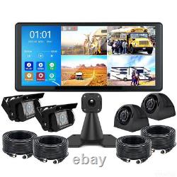 10.36 IPS Quad Monitor DVR 4 Backup Camera Multi Media For Truck Trailer RV Bus