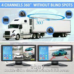 10.36 IPS Quad Monitor DVR 4 Backup Camera Multi Media For Truck Trailer RV Bus