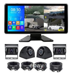 10.36 IPS Quad Monitor DVR 4 Backup Rear View Camera For Truck Trailer RV Bus