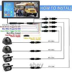 10.36 IPS Quad Monitor DVR 4 Backup Rear View Camera For Truck Trailer RV Bus