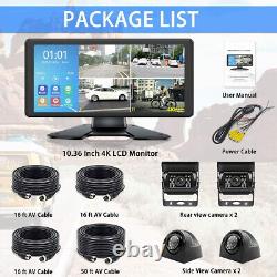10.36 IPS Quad Monitor DVR Screen 4XAHD Backup Camera For Truck Trailer Bus Van
