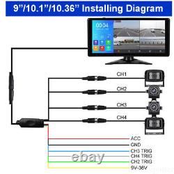 10.36 Quad Monitor DVR Dash Cam Rear View Backup Cameras Truck Semi Trailer RV