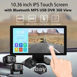 10.36 Touch Screen DVR Monitor Bluetooth Rear Side Front View Backup Camera Kit