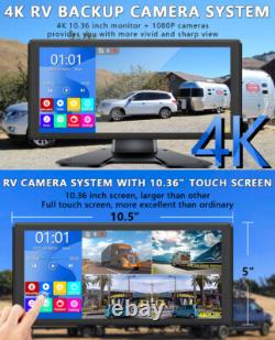 10.36 Touch Screen Monitor DVR 360 1080P Backup Front Rear Side View Cameras Rv