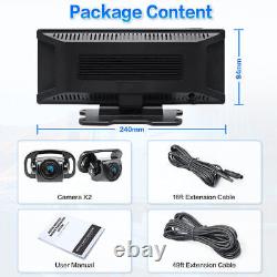 10'' IPS Quad Monitor DVR 2 Backup Rear View Camera For Truck Trailer RV Bus