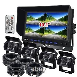 10 Quad Monitor+4x 4PIN CCD IR Rear View Backup Camera+4x 10m Kit For Truck Van