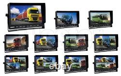 10 Quad Monitor+4x 4PIN CCD IR Rear View Backup Camera+4x 10m Kit For Truck Van