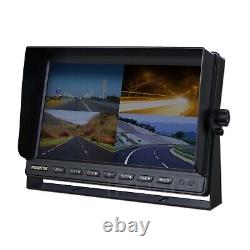 10 Quad Monitor+4x 4PIN CCD IR Rear View Backup Camera+4x 10m Kit For Truck Van
