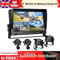 10'' Quad Split Monitor DVR 4PIN AHD Side Rear View Backup Camera Truck Caravan