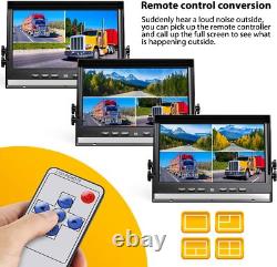 10'' Quad Split Monitor DVR 4PIN AHD Side Rear View Backup Camera Truck Caravan