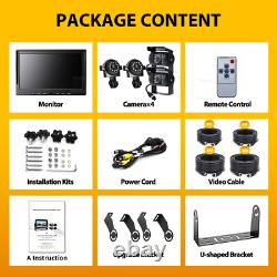 10'' Quad Split Monitor DVR 4PIN AHD Side Rear View Backup Camera Truck Caravan