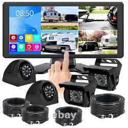 10 Touch Screen Quad Monitor 360° Parking DVR Side Backup Cameras For Truck RV