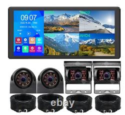 10 Touch Screen Quad Monitor 360° Parking DVR Side Backup Cameras For Truck RV