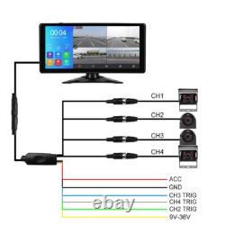 10 Touch Screen Quad Monitor 360° Parking DVR Side Backup Cameras For Truck RV