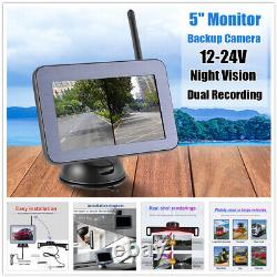 12-24V Wireless 5 LCD Car Monitor Rear View Backup Camera Night Vision RV Truck