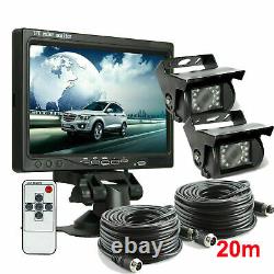 2X Rear View Backup Camera Night Vision System 20m + 7 Monitor For RV Truck Bus